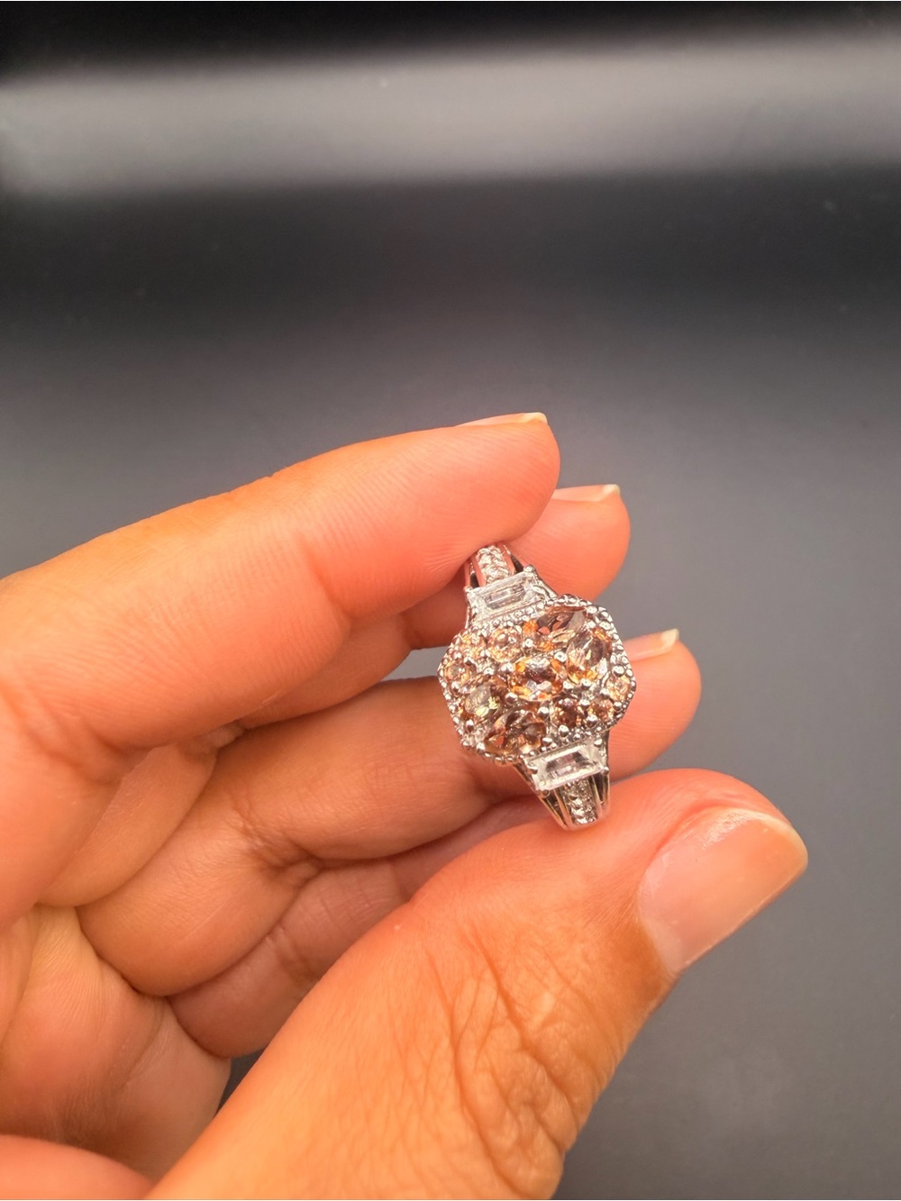 925 Sterling Silver Topaz Ring Size 10